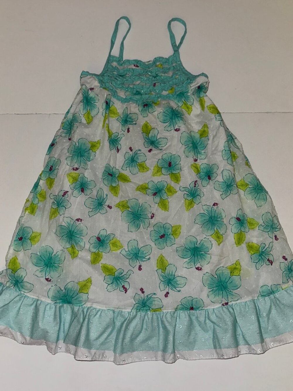 PENELOPE MACK Girls Size 10 FLORAL DRESS sundress ruffle trim EUC